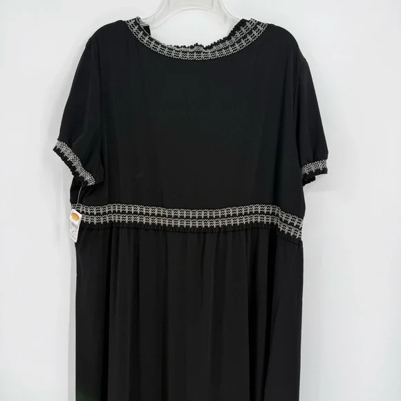 Talbots Short Sleeve Black Dress Size 3X NWT White Accent Faux Wrap Ruffle - Picture 8 of 10